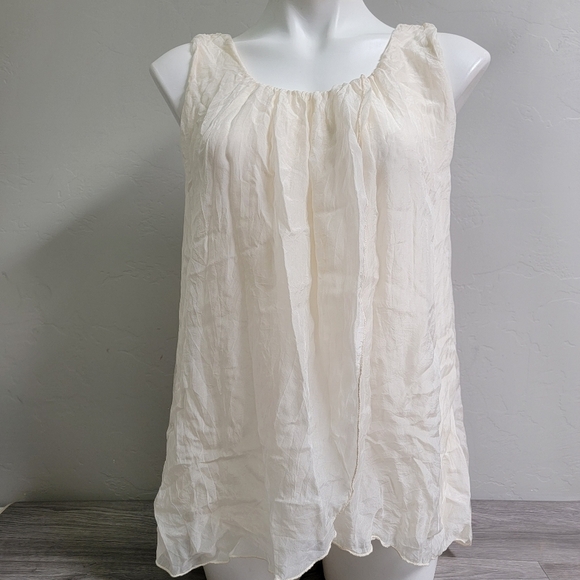 Bella Umbra Cream Tank Top Silk Asymetrical Size S Lightweight‎ Breezy Waterfall - Picture 11 of 12